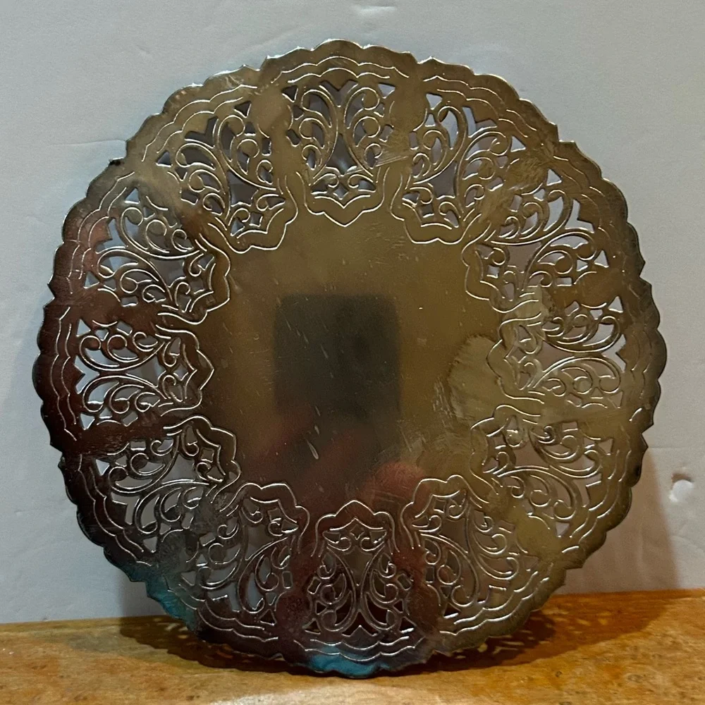 Vintage Eales of Sheffield Silver Plated Round Pierced Ornate Trivet Footed 7